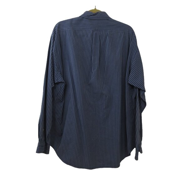 Ralph Lauren Mens Shirt Large Blaire Blue Stripe Button Front Long Sleeve Preppy - Picture 3 of 7